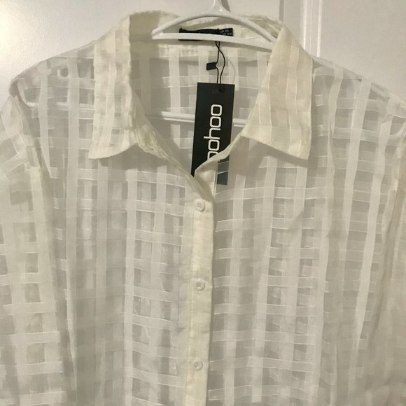 boohoo-Check Organza Button Through Shirt - Picture 7 of 8